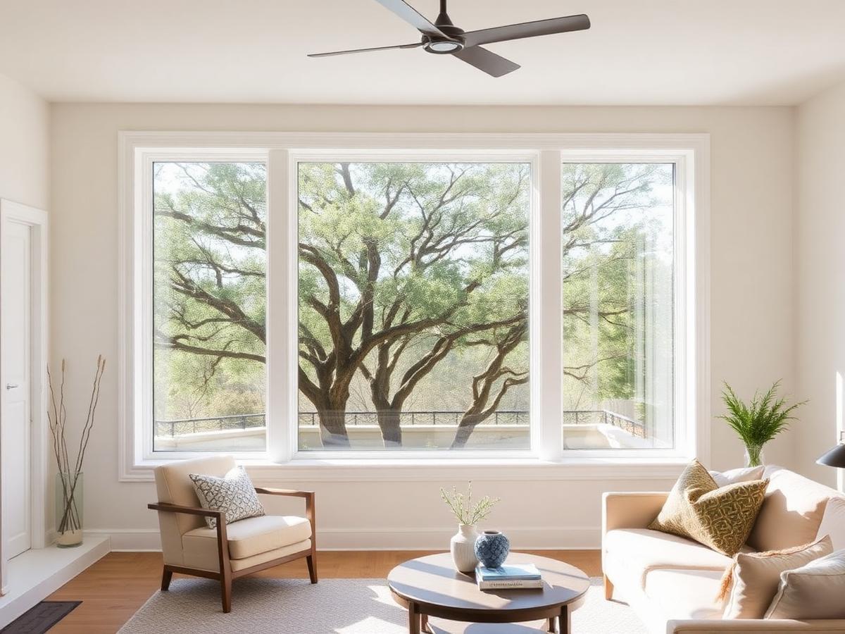 Bright interior with large replacement windows